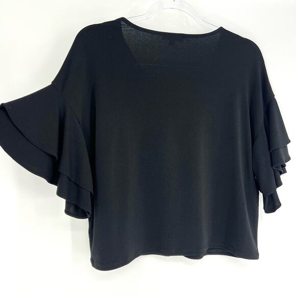 Express Short Sleeve Blouse with Ruffle Sleeve Black XS - Picture 5 of 8